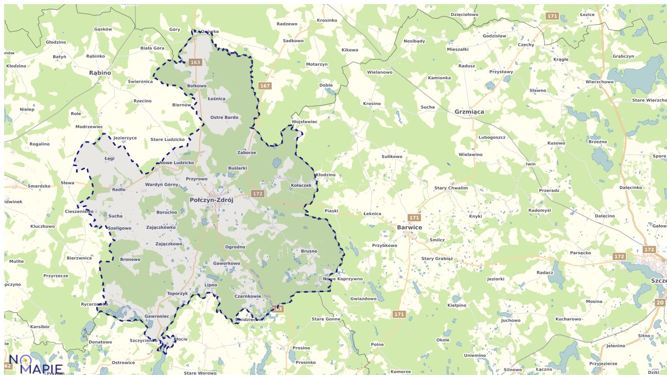 Mapa obszarów ochrony przyrody Połczyna-Zdroju	