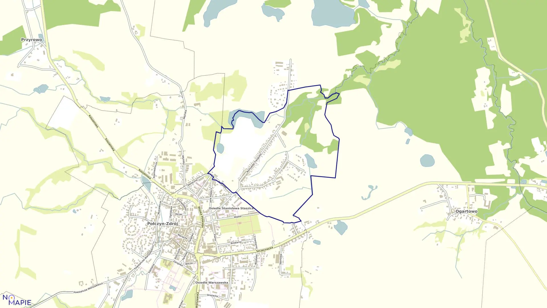 Mapa obrębu 002-Połczyn-Zdrój w gminie Połczyn-Zdrój