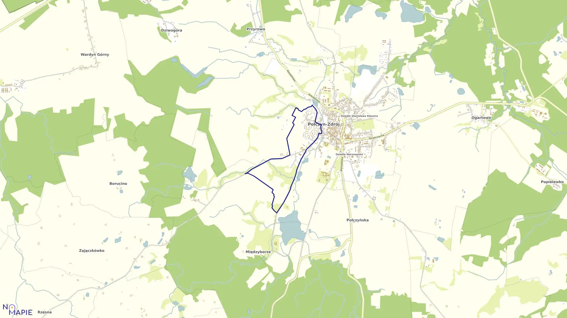 Mapa obrębu 004-Połczyn-Zdrój w gminie Połczyn-Zdrój