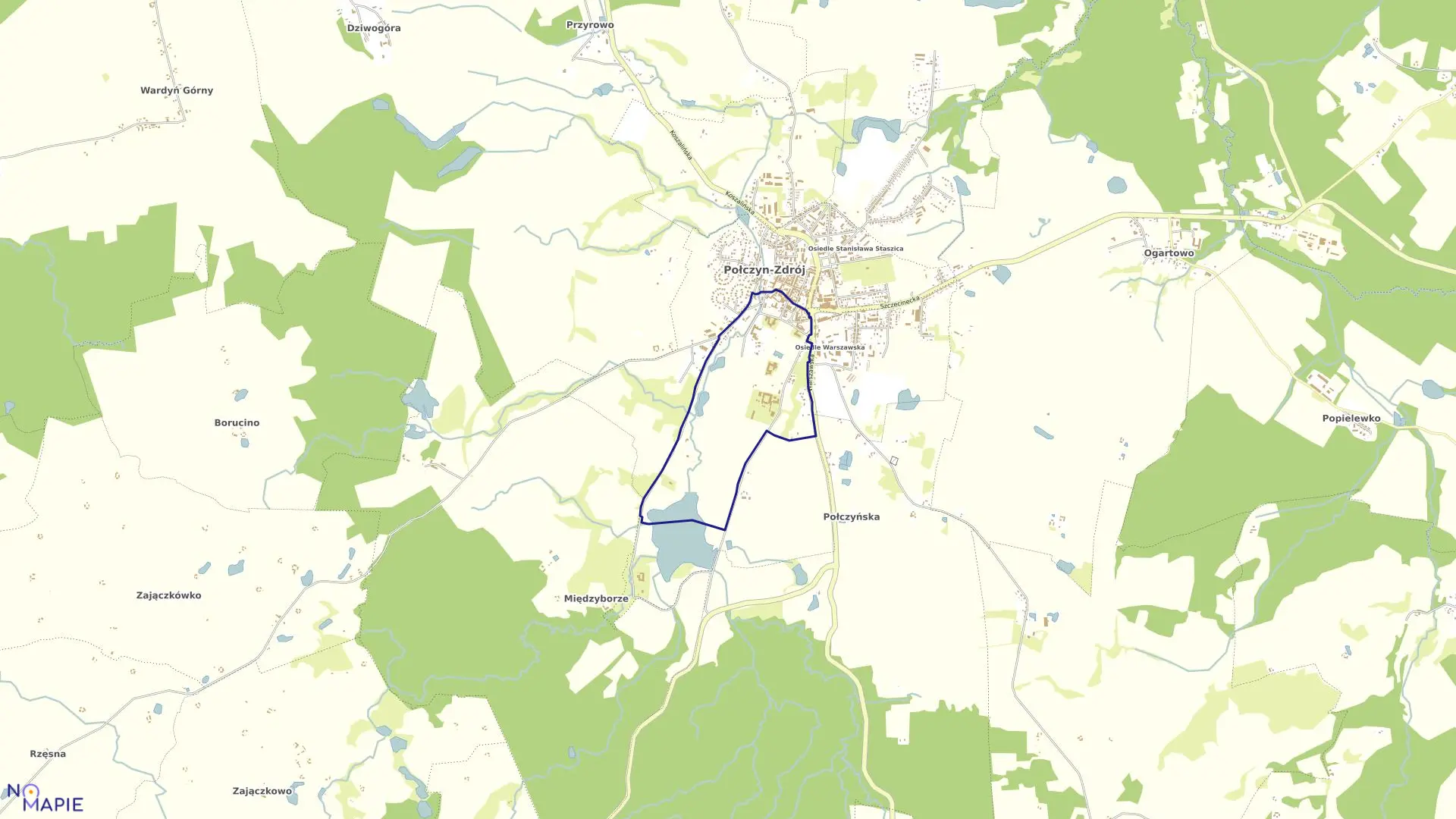 Mapa obrębu 005-Połczyn-Zdrój w gminie Połczyn-Zdrój