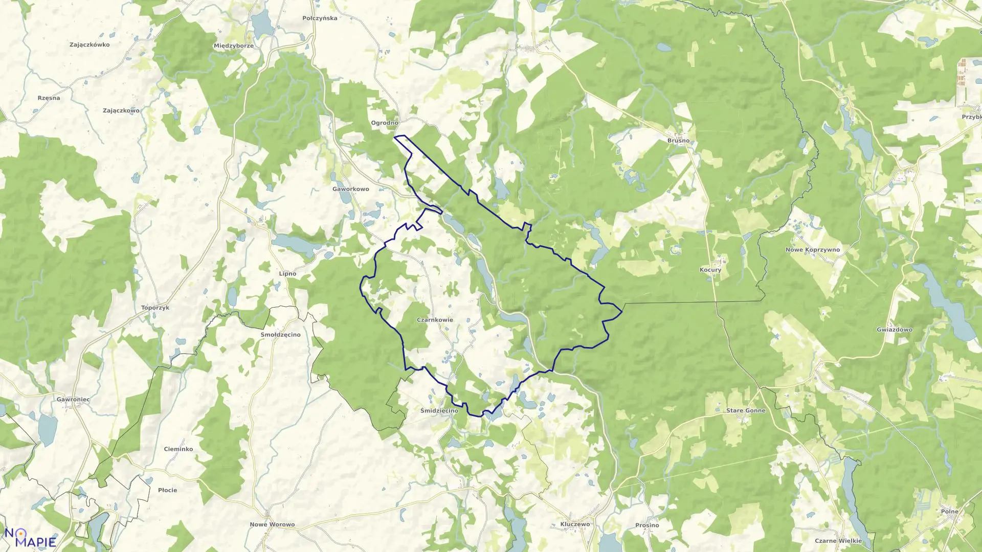 Mapa obrębu Czarnkowie w gminie Połczyn-Zdrój