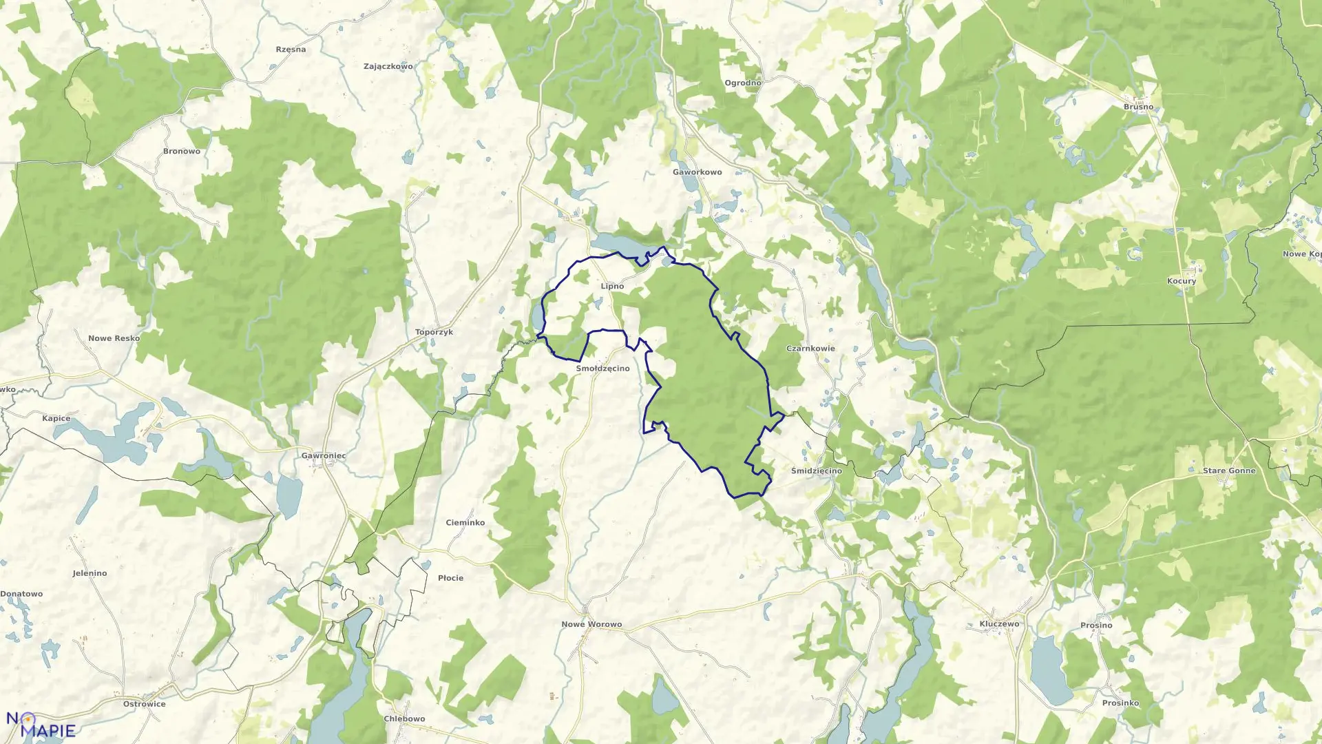 Mapa obrębu Lipno w gminie Połczyn-Zdrój