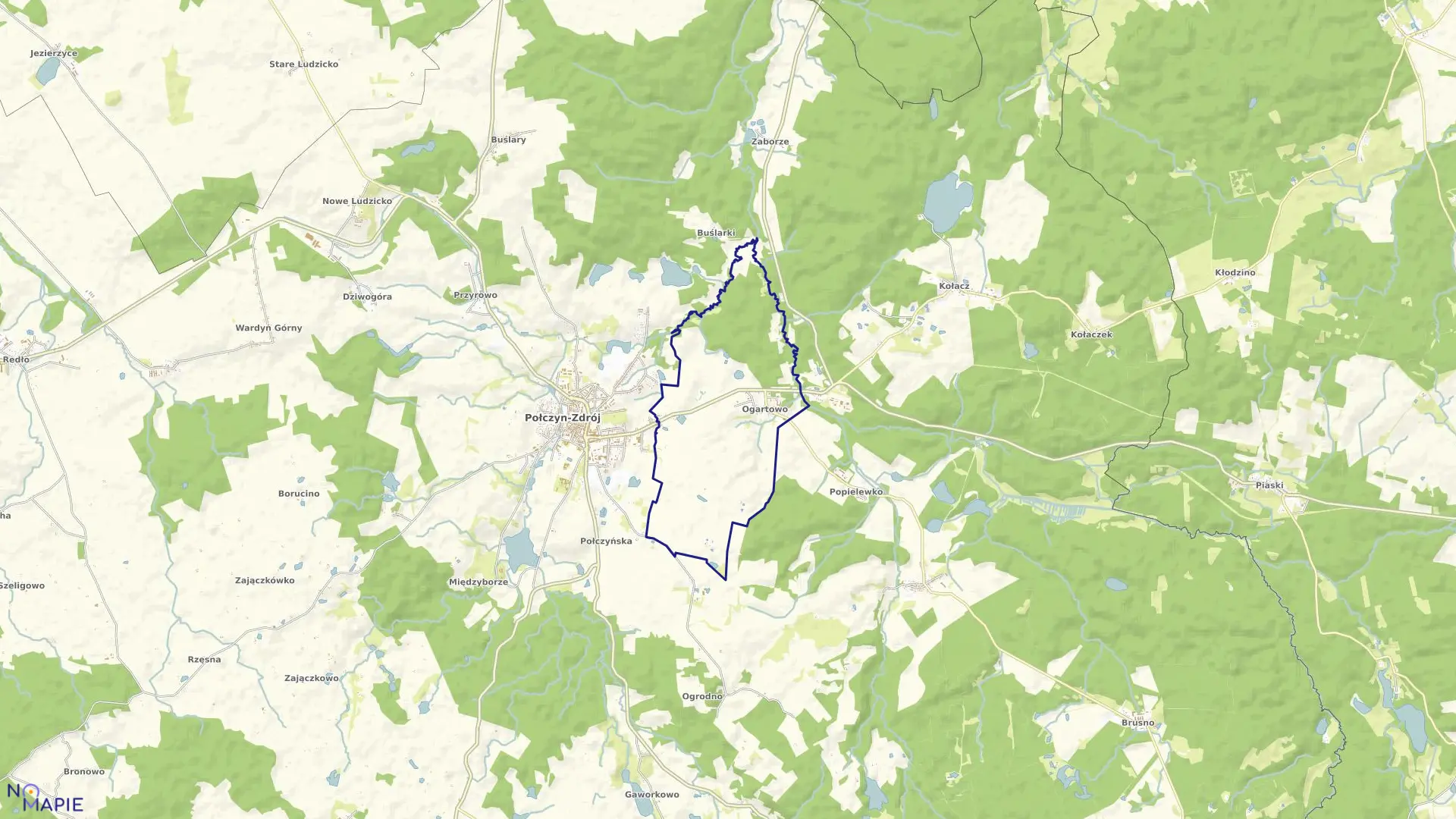 Mapa obrębu Ogartowo w gminie Połczyn-Zdrój