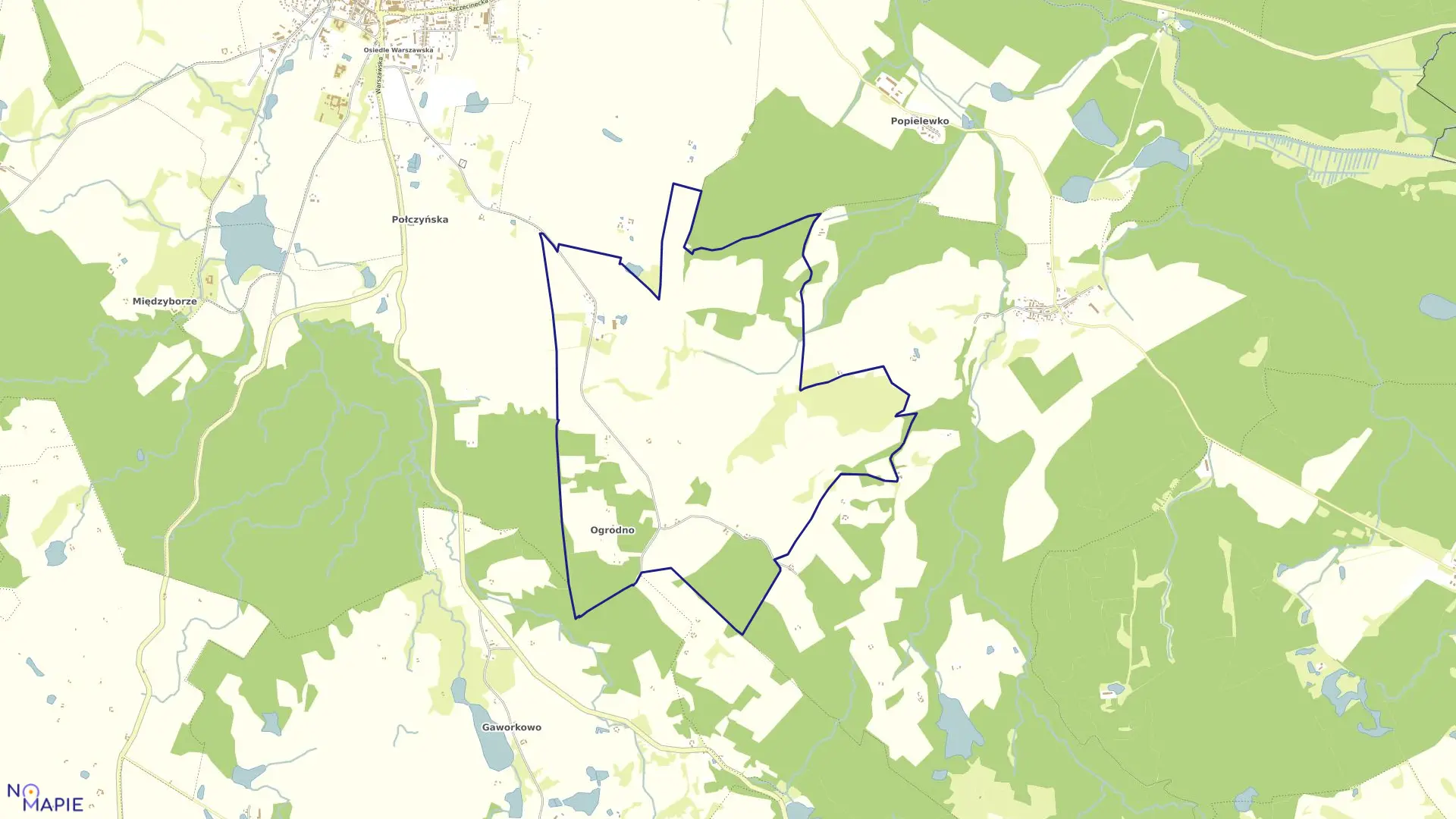 Mapa obrębu Ogrodno w gminie Połczyn-Zdrój